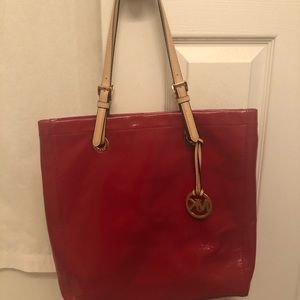 Michael Kira Red Patent Leather Tote
